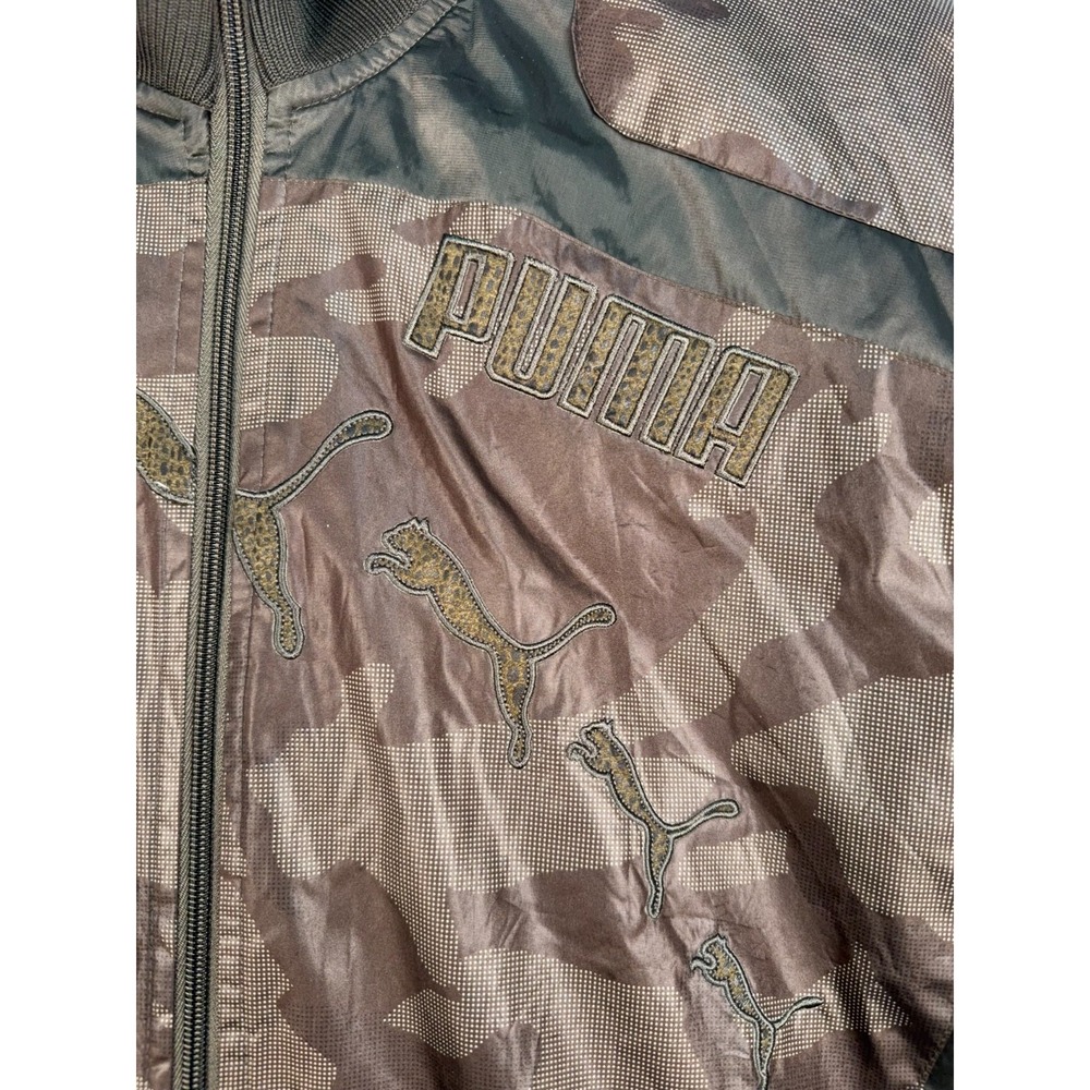 RARE: Puma "Augusto Single Tour" Green/Brown Camo Embroidered Quilted Jacket XXL - Picture 3 of 11